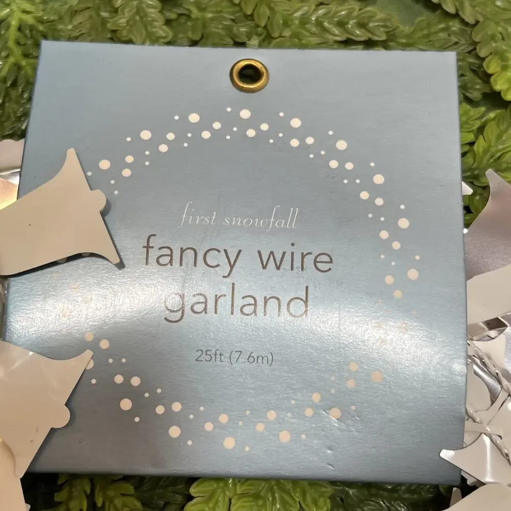 Vintage 2003 Martha Stewart Fancy Wire Garland First Snowfall Silver Bells 25ft